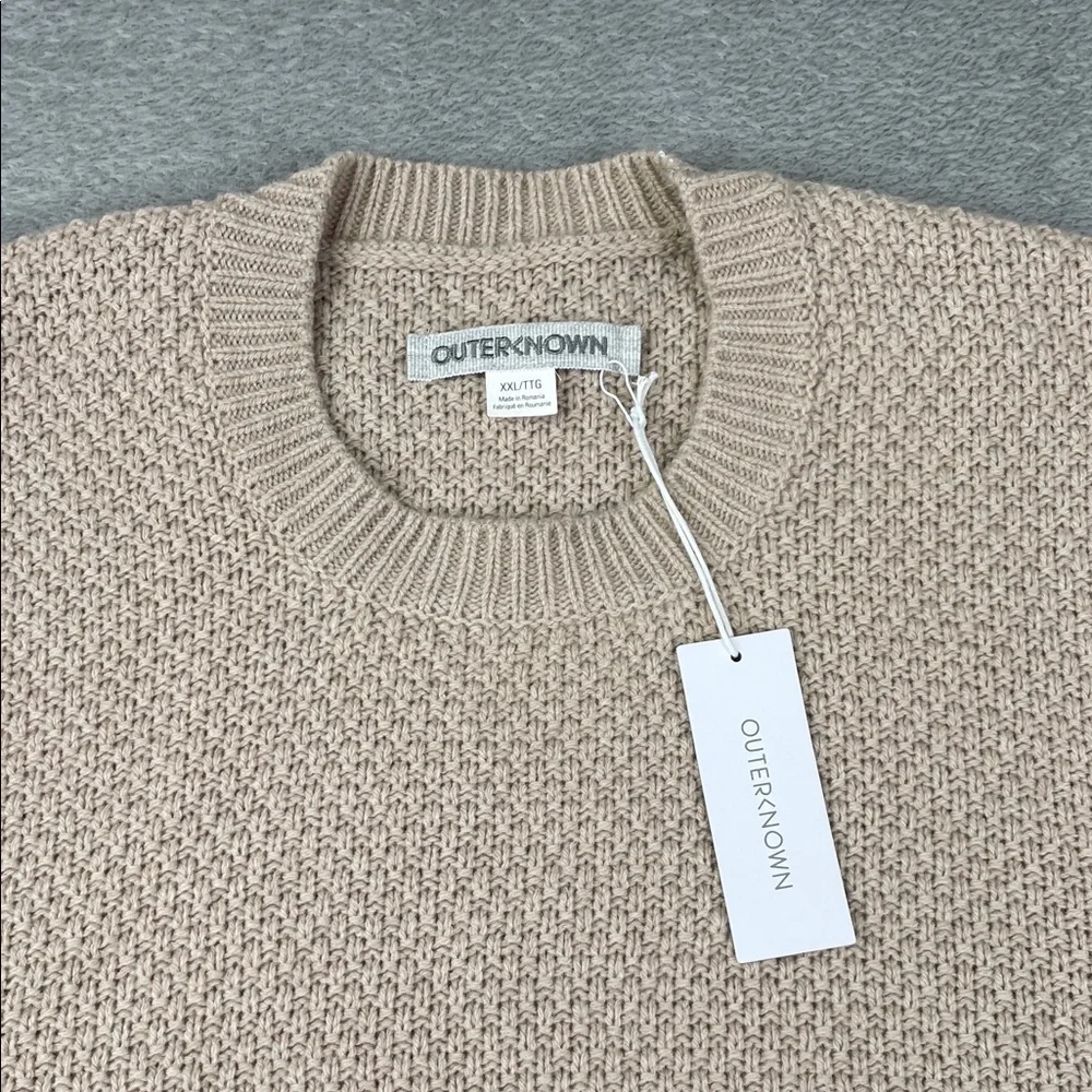 NEW Outerknown XXL Wool Cotton Harbor Knit Beige Textured Knit Sweater‎